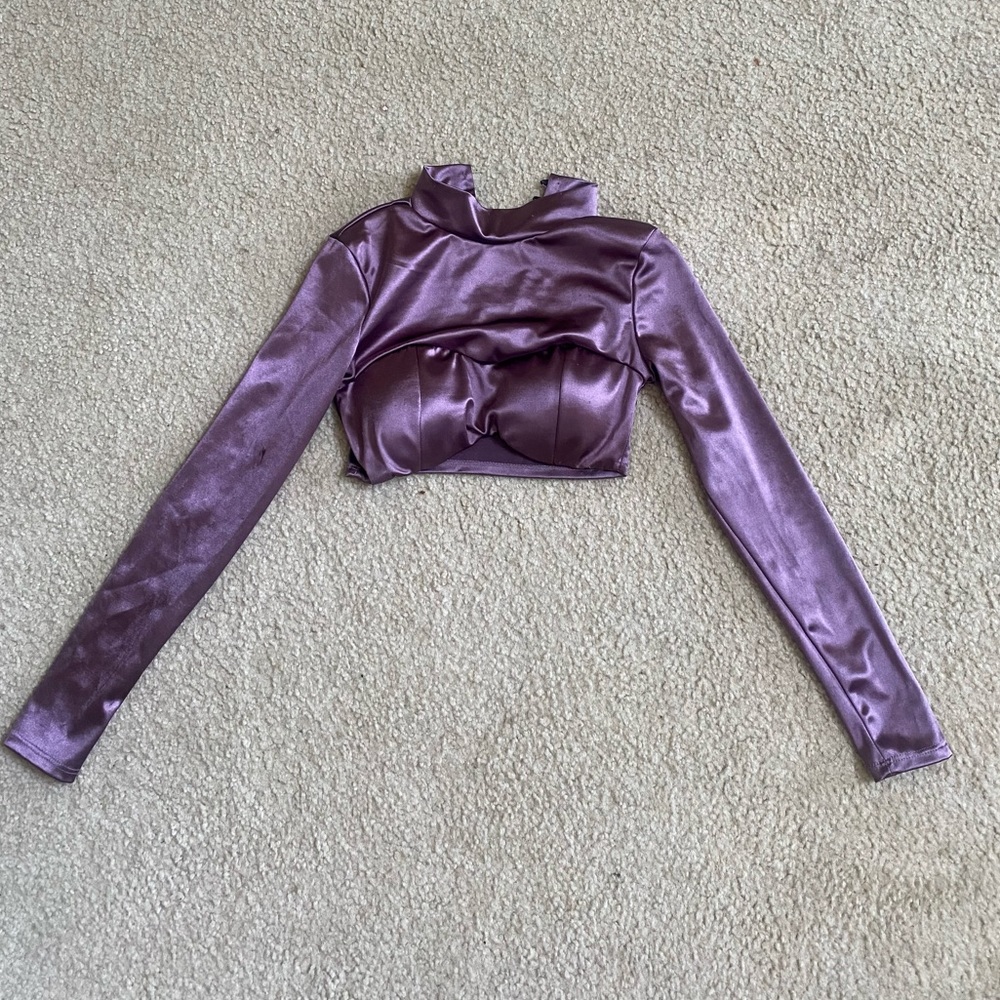 Bra padded long sleeve crop top